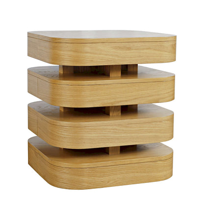 Jofran - Brix Mid-Century Modern Floating Sculpture Layered Square End Table - 2370-3OAK view 2