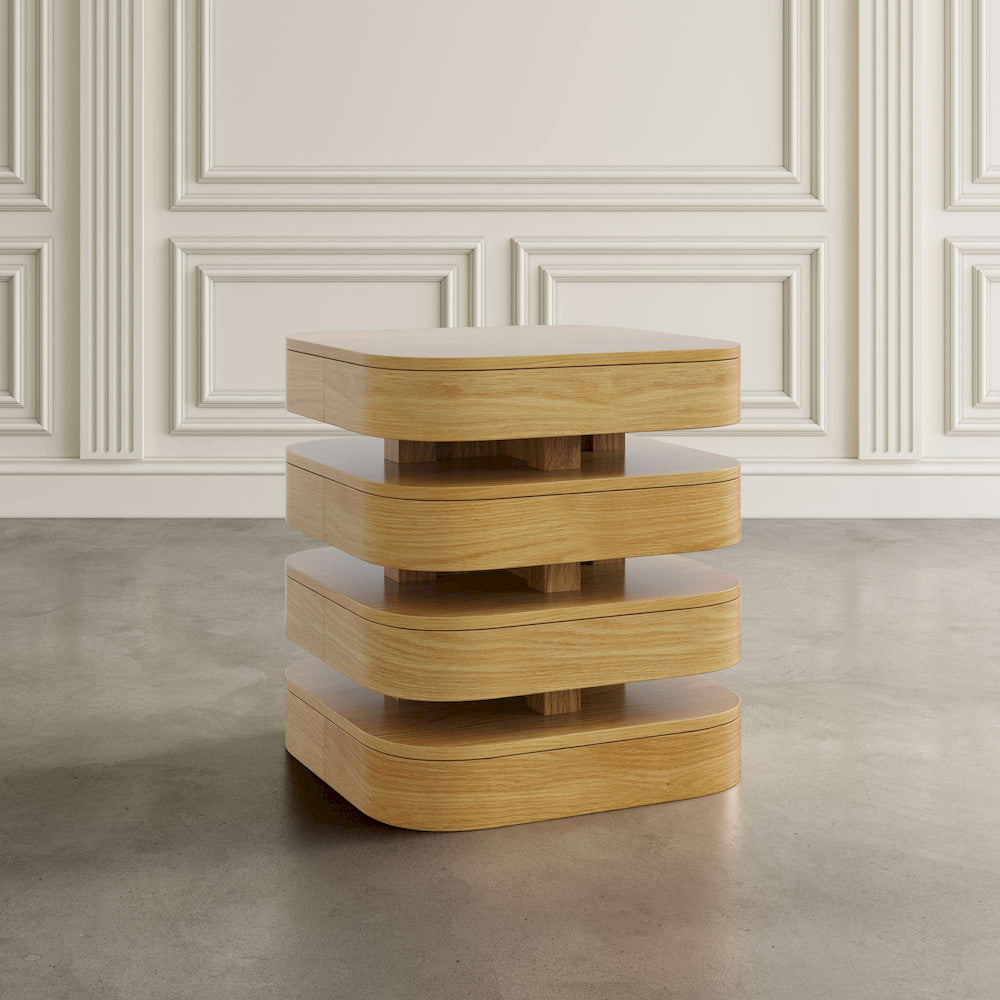 Jofran - Brix Mid-Century Modern Floating Sculpture Layered Square End Table - 2370-3OAK view 3