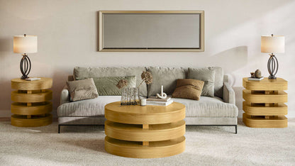 Jofran - Brix Mid-Century Modern Floating Sculpture Layered Square End Table - 2370-3OAK view 4