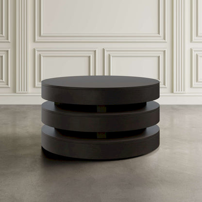 Jofran - Brix Mid-Century Modern Floating Sculpture Round Layered Coffee Table with Caster Wheels - 2370-2ESP view 3