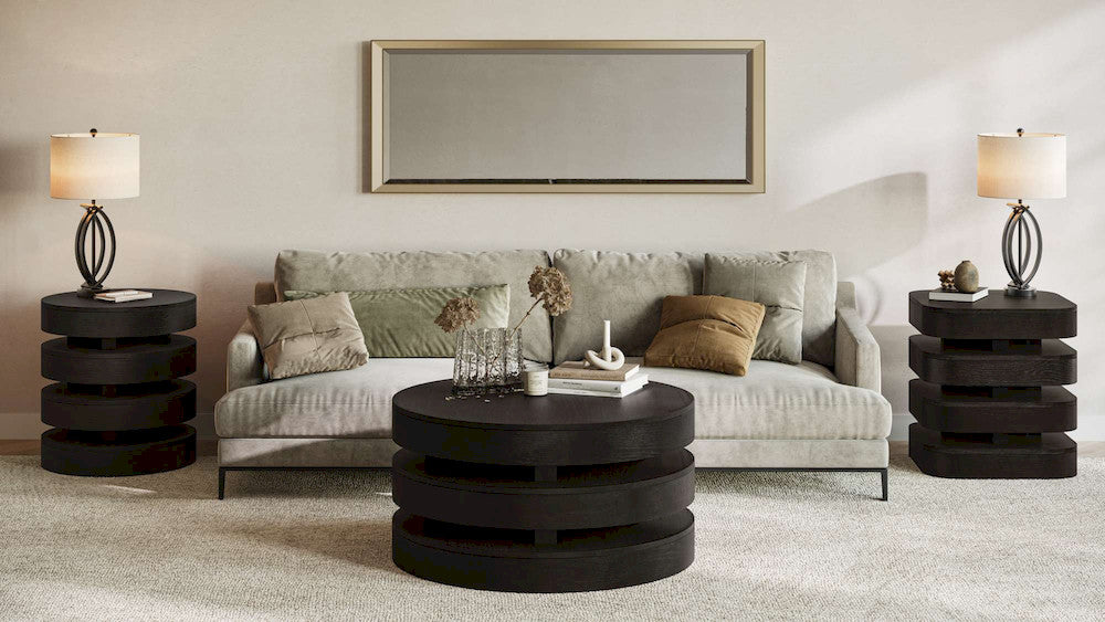 Jofran - Brix Mid-Century Modern Floating Sculpture Round Layered Coffee Table with Caster Wheels - 2370-2ESP view 4