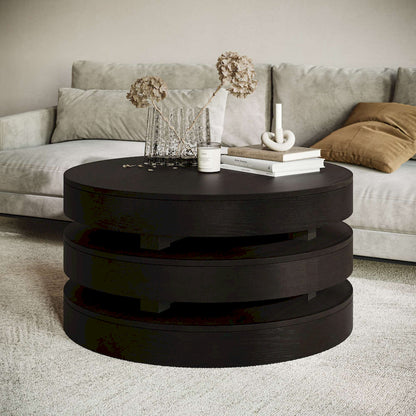 Jofran - Brix Mid-Century Modern Floating Sculpture Round Layered Coffee Table with Caster Wheels - 2370-2ESP view 9