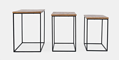 Jofran - Brody Square Modern Rustic Solid Wood and Metal Nesting End Tables - Set of 3 in Rustic Brown - 2330-BRODYAM veiw 3