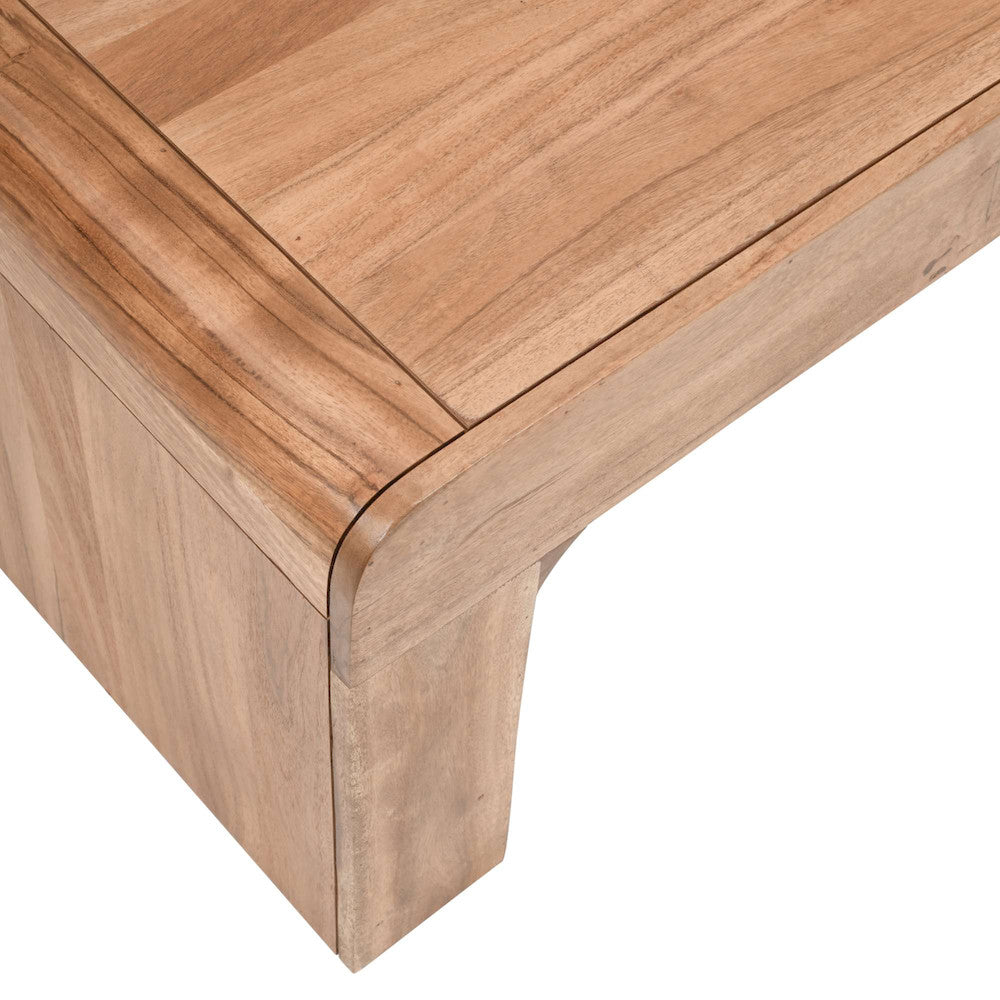 Jofran - Brooklyn 50in Mid-Century Modern Solid Wood Waterfall Curved Coffee Table - 2468-1 view 3