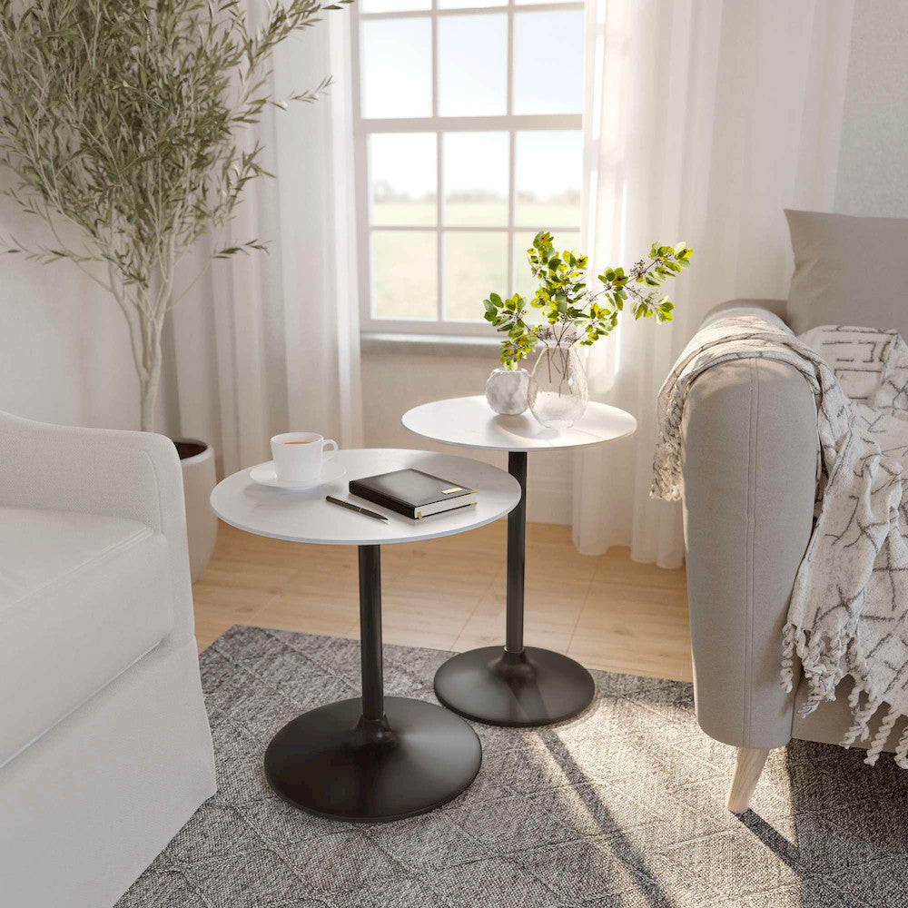 Jofran - Camille Solid Marble and Iron Modern Luxury Accent Tables (Set of 2) White and Gunmetal - 1730-222GM view 11