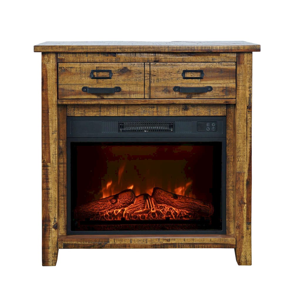 Jofran - Cannon Valley Industrial Modern 32in Electric Fireplace Console TV Stand in Distressed Brown - 1510-FP32 view 1