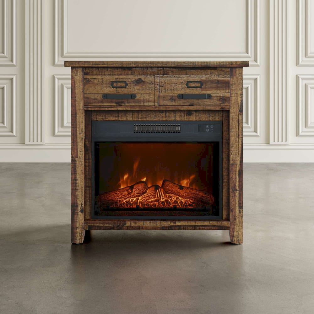Jofran - Cannon Valley Industrial Modern 32in Electric Fireplace Console TV Stand in Distressed Brown - 1510-FP32 view 5