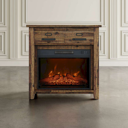 Jofran - Cannon Valley Industrial Modern 32in Electric Fireplace Console TV Stand in Distressed Brown - 1510-FP32 view 5