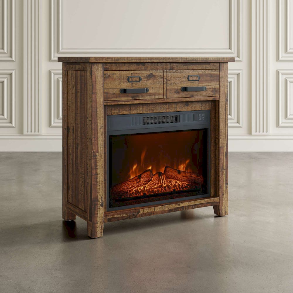 Jofran - Cannon Valley Industrial Modern 32in Electric Fireplace Console TV Stand in Distressed Brown - 1510-FP32 view 6