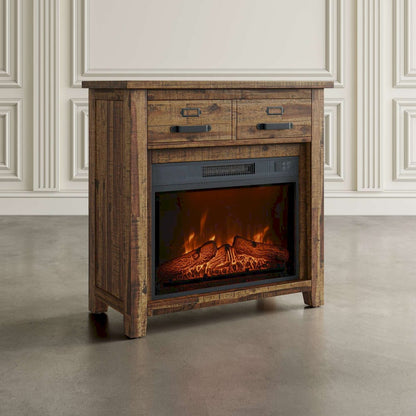 Jofran - Cannon Valley Industrial Modern 32in Electric Fireplace Console TV Stand in Distressed Brown - 1510-FP32 view 6