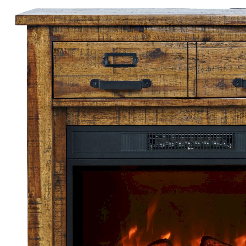Jofran - Cannon Valley Industrial Modern 32in Electric Fireplace Console TV Stand in Distressed Brown - 1510-FP32 view 7