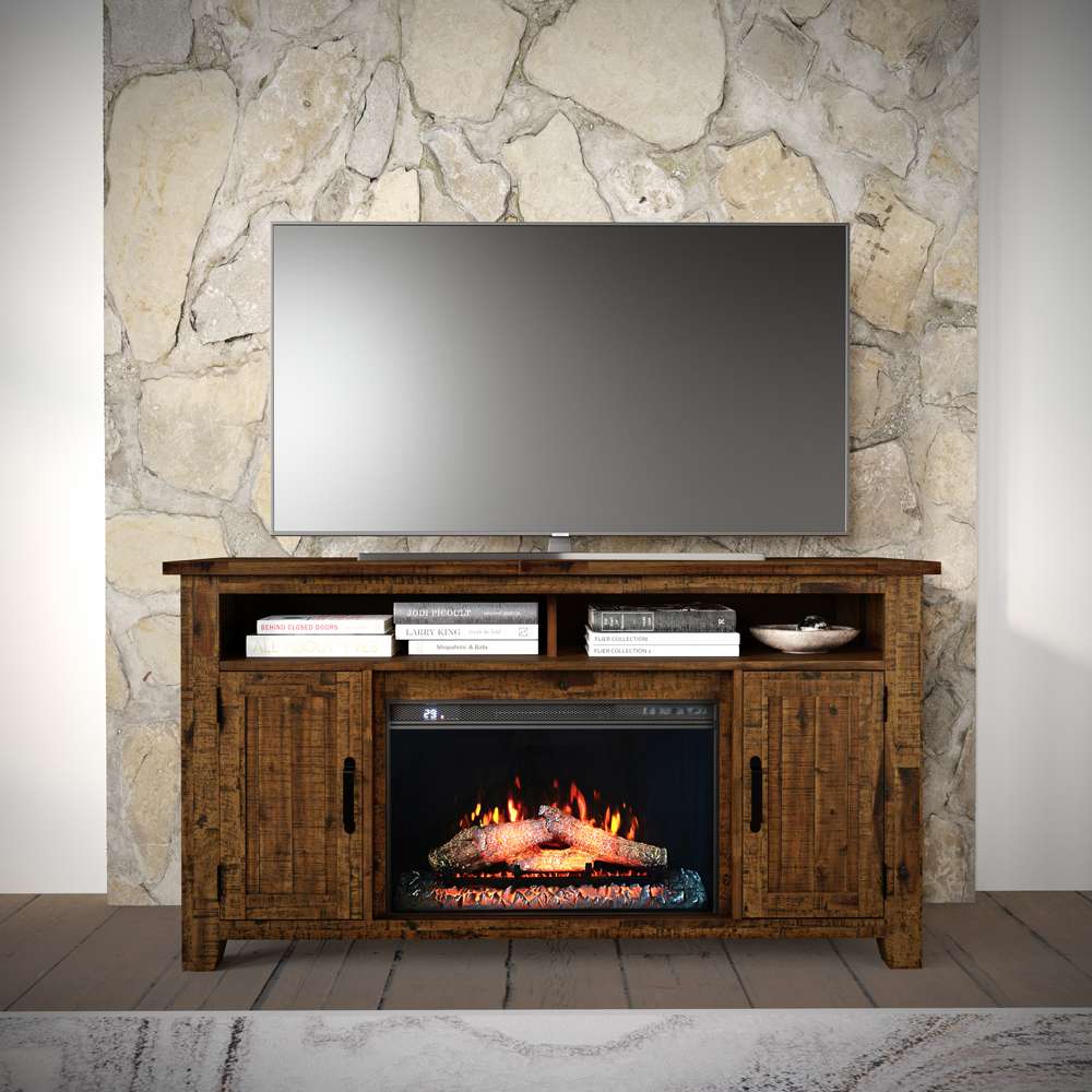 Jofran - Cannon Valley Industrial Modern 60in Storage Console TV Stand with Electric Fireplace,  - 1510-FP6032 veiw 1