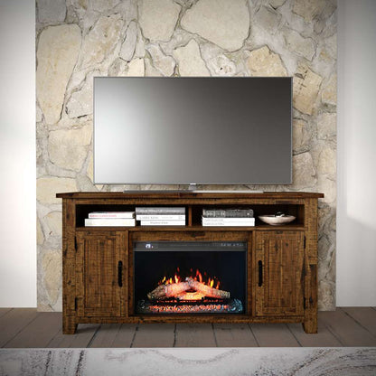Jofran - Cannon Valley Industrial Modern 60in Storage Console TV Stand with Electric Fireplace,  - 1510-FP6032 veiw 1