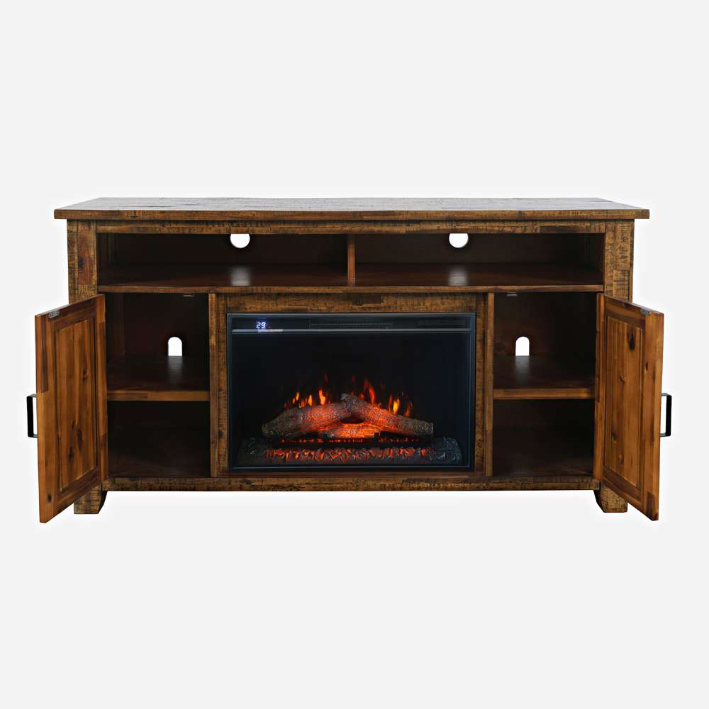 Jofran - Cannon Valley Industrial Modern 60in Storage Console TV Stand with Electric Fireplace,  - 1510-FP6032 veiw 3