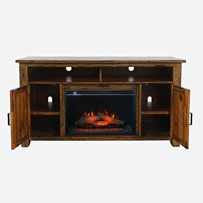 Jofran - Cannon Valley Industrial Modern 60in Storage Console TV Stand with Electric Fireplace,  - 1510-FP6032 veiw 3