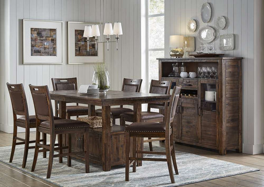 Jofran - Cannon Valley Rustic Industrial Brown 72in Table  6 Upholstered Counter Stools - 1511-72C-7U veiw 1