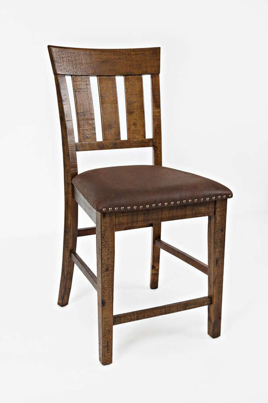 Jofran - Cannon Valley Rustic Industrial Brown 72in Table  6 Upholstered Counter Stools - 1511-72C-7U veiw 2