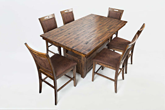 Jofran - Cannon Valley Rustic Industrial Brown 72in Table 6 Upholstered Counter Stools - 1511-72C-7U view 1