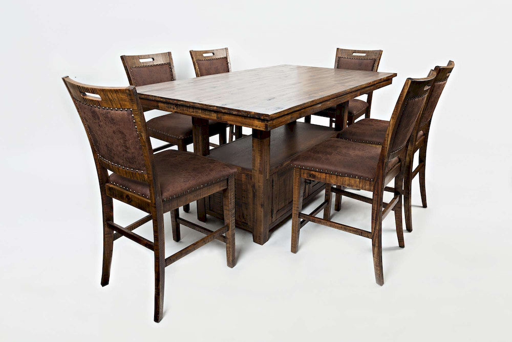 Jofran - Cannon Valley Rustic Industrial Brown 72in Table 6 Upholstered Counter Stools - 1511-72C-7U view 2