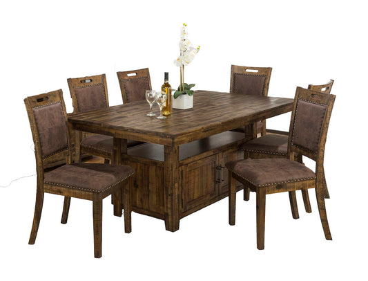 Jofran - Cannon Valley Rustic Industrial Brown 72in Table 6 Upholstered Dining Chairs - 1511-72D-7U view 1