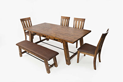 Jofran - Cannon Valley Rustic Industrial Brown 82in Table 4 Slat Dining Chairs Bench - 1511-82D-6S view 1