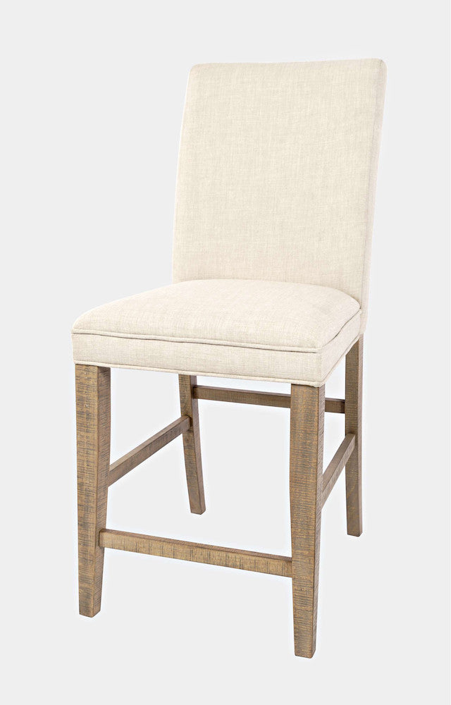 Jofran - Carlyle Crossing Distressed Pine Upholstered Stool (Set of 2) - Distressed Light Brown - 1921-BS425KD view 3