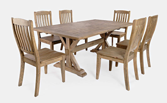 Jofran - Carlyle Crossing Solid Pine 78in Seven-Piece Dining Set with Slat Chairs - 1921-78D-7S view 1
