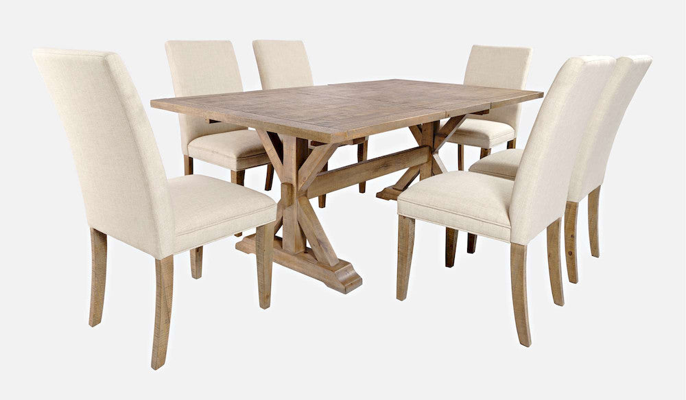 Jofran - Carlyle Crossing Solid Pine 78in Seven-Piece Dining Set with Upholstered Chairs - 1921-78D-7U view 2