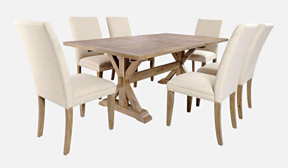 Jofran - Carlyle Crossing Solid Pine 78in Seven-Piece Dining Set with Upholstered Chairs - 1921-78D-7U view 2