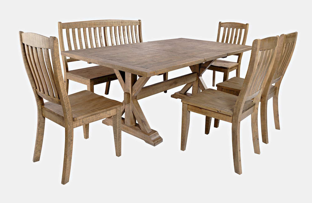 Jofran - Carlyle Crossing Solid Pine 78in Six-Piece Dining Set with Bench and Slat Chairs - 1921-78D-6S view 1