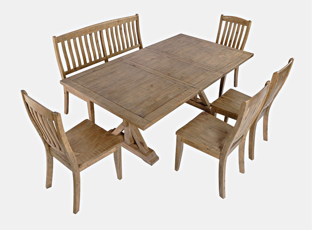 Jofran - Carlyle Crossing Solid Pine 78in Six-Piece Dining Set with Bench and Slat Chairs - 1921-78D-6S view 2