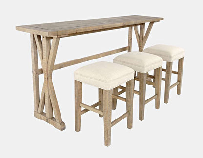 Jofran - Carlyle Crossing Solid Pine Counter Height Sofa Table Set with Three Stools - Distressed Light Brown - 1921-74 veiw 1