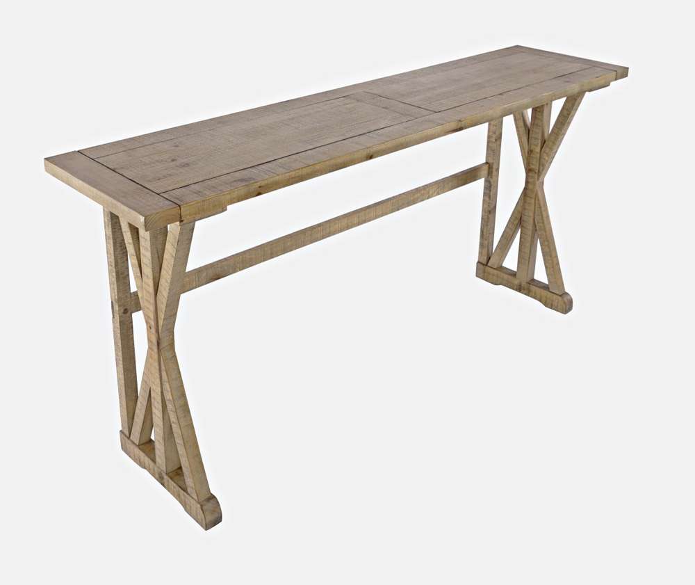 Jofran - Carlyle Crossing Solid Pine Counter Height Sofa Table Set with Three Stools - Distressed Light Brown - 1921-74 veiw 3