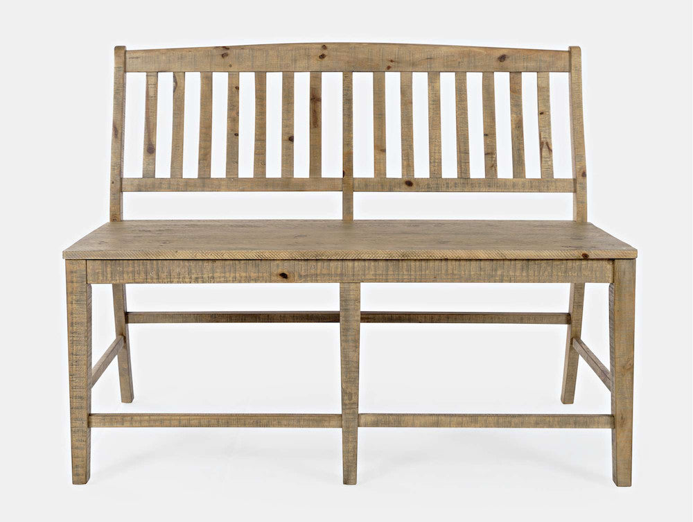 Jofran - Carlyle Crossing Solid Pine Slatback Counter Height Bench - Distressed Light Brown - 1921-BS54KD view 1