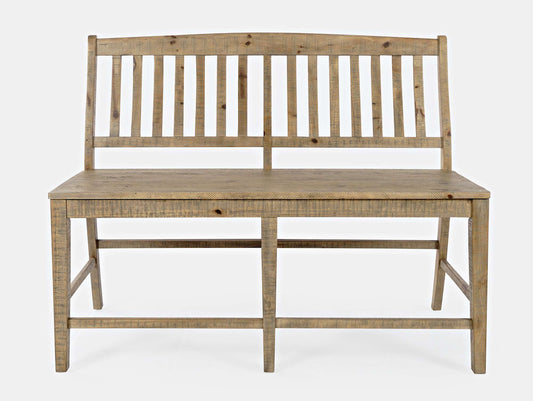 Jofran - Carlyle Crossing Solid Pine Slatback Counter Height Bench - Distressed Light Brown - 1921-BS54KD view 1