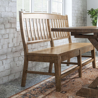 Jofran - Carlyle Crossing Solid Pine Slatback Dining Bench - Distressed Light Brown - 1921-54KD view 7
