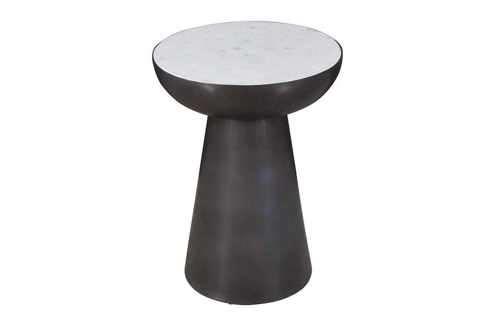Jofran - Circularity Modern Luxury Marble and Iron 15in Round Pedestal Chairside End Table, White and Gunmetal - 2220-7 view 2