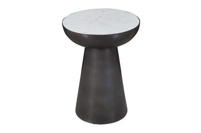 Jofran - Circularity Modern Luxury Marble and Iron 15in Round Pedestal Chairside End Table, White and Gunmetal - 2220-7 view 2