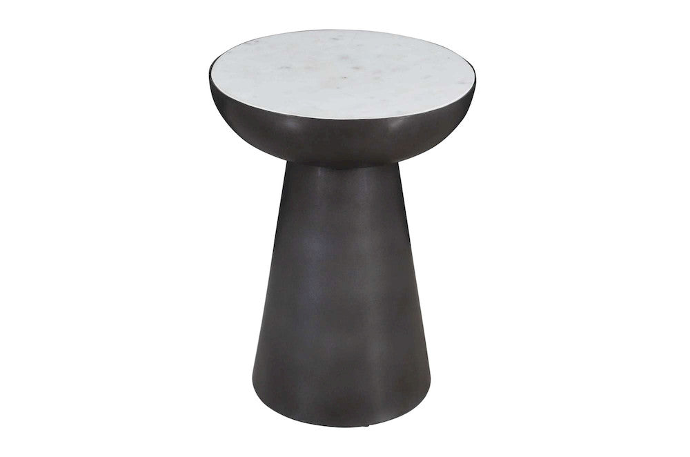 Jofran - Circularity Modern Luxury Marble and Iron 15in Round Pedestal Chairside End Table, White and Gunmetal - 2220-7 view 3