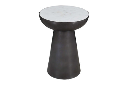 Jofran - Circularity Modern Luxury Marble and Iron 15in Round Pedestal Chairside End Table, White and Gunmetal - 2220-7 view 3