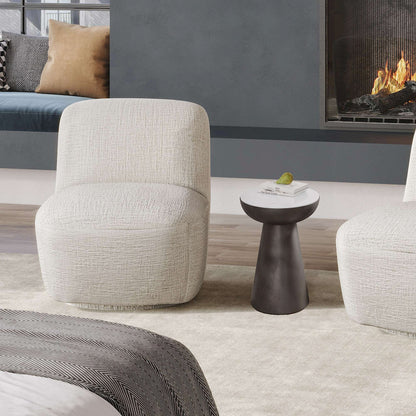 Jofran - Circularity Modern Luxury Marble and Iron 15in Round Pedestal Chairside End Table, White and Gunmetal - 2220-7 view 4