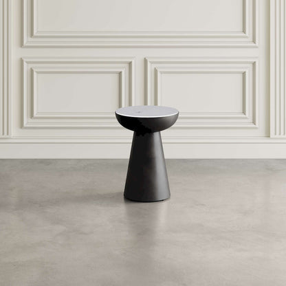 Jofran - Circularity Modern Luxury Marble and Iron 15in Round Pedestal Chairside End Table, White and Gunmetal - 2220-7 view 5