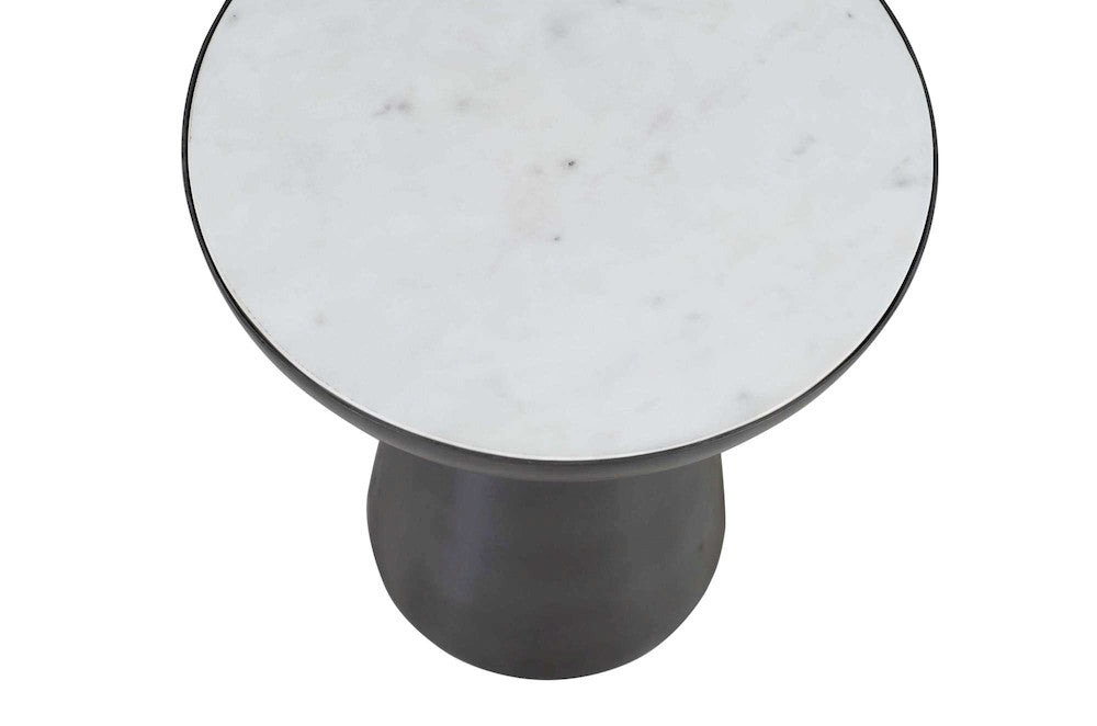 Jofran - Circularity Modern Luxury Marble and Iron 15in Round Pedestal Chairside End Table, White and Gunmetal - 2220-7 view 7
