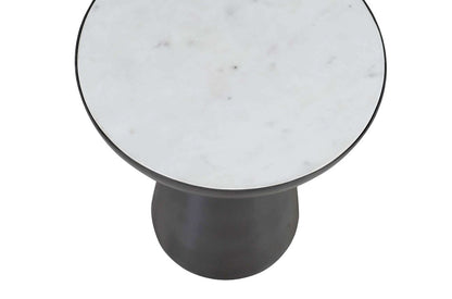 Jofran - Circularity Modern Luxury Marble and Iron 15in Round Pedestal Chairside End Table, White and Gunmetal - 2220-7 view 7