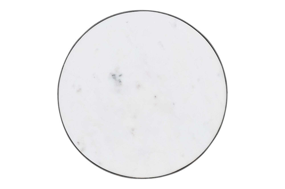Jofran - Circularity Modern Luxury Marble and Iron 15in Round Pedestal Chairside End Table, White and Gunmetal - 2220-7 view 10