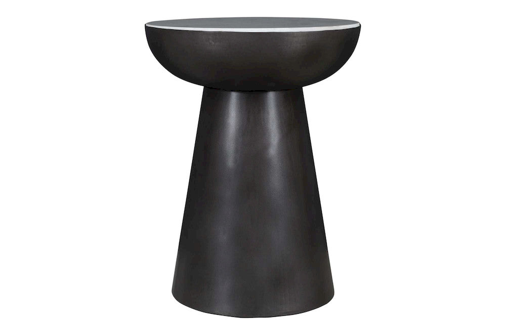 Jofran - Circularity Modern Luxury Marble and Iron 18in Round Pedestal End Table, White and Gunmetal - 2220-3 view 1