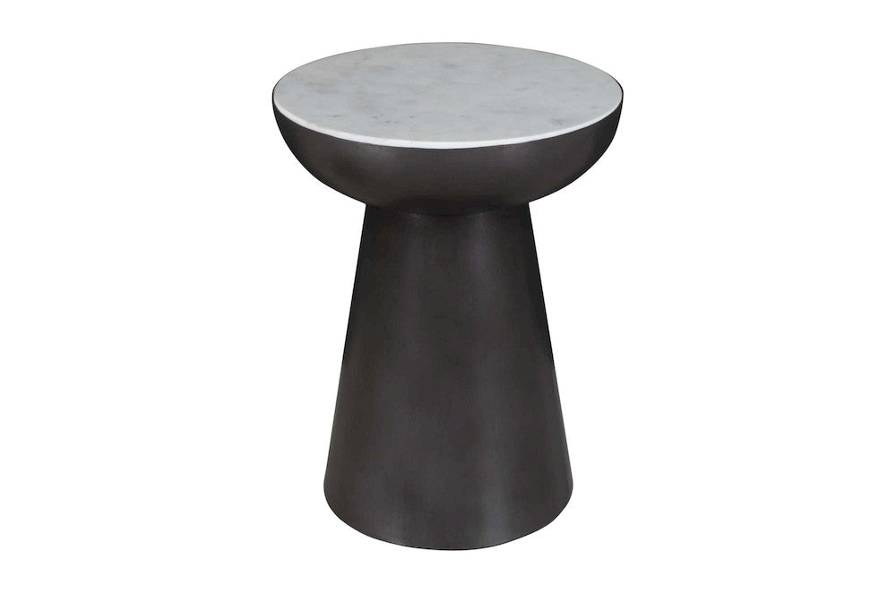 Jofran - Circularity Modern Luxury Marble and Iron 18in Round Pedestal End Table, White and Gunmetal - 2220-3 view 2
