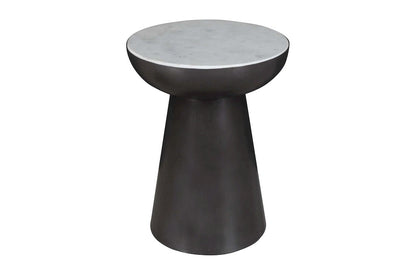 Jofran - Circularity Modern Luxury Marble and Iron 18in Round Pedestal End Table, White and Gunmetal - 2220-3 view 2
