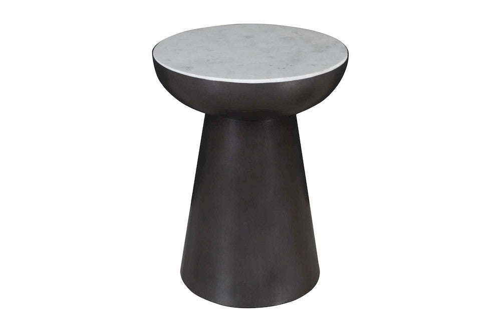 Jofran - Circularity Modern Luxury Marble and Iron 18in Round Pedestal End Table, White and Gunmetal - 2220-3 view 3