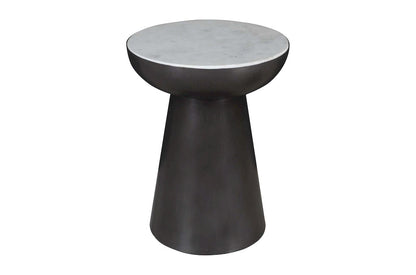 Jofran - Circularity Modern Luxury Marble and Iron 18in Round Pedestal End Table, White and Gunmetal - 2220-3 view 3